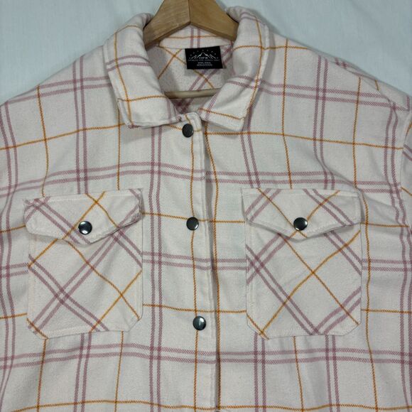 HFX Shacket Womens XXL Pink Plaid Oversized Snap Up Boxy Outdoor Casual Work - Picture 2 of 9